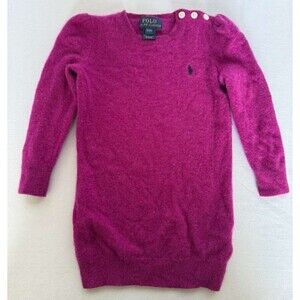Polo Ralph Lauren Girls Sweater Dress Pink Wool Elbow Patch 3T